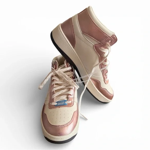 Skechers Women’s' Shiny Pink and White High-Tops Sport Court 2.0-Soft Beam 9.5 N - Picture 4 of 5